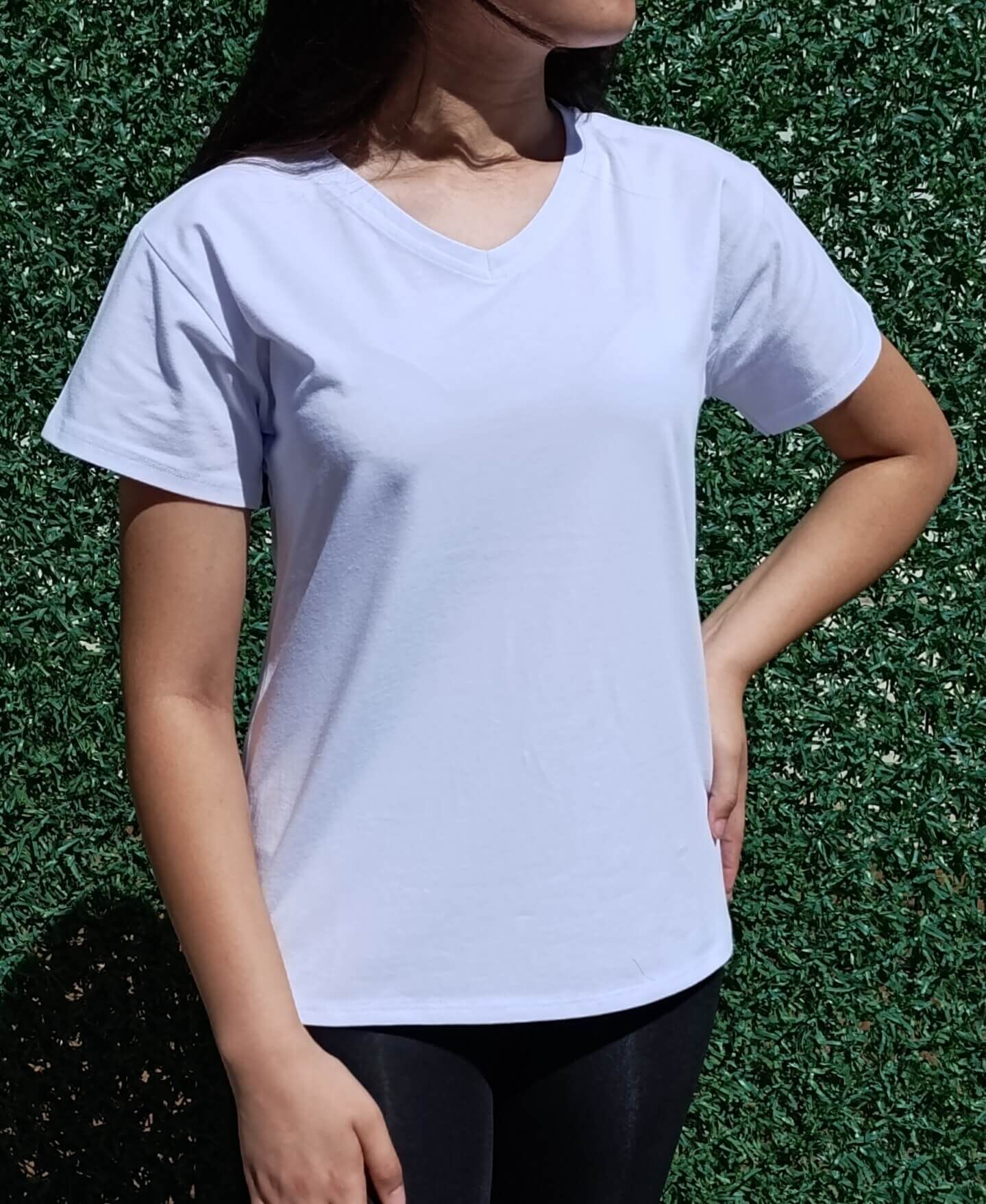 Kadın V Yaka Basic T-shirt-Tişört