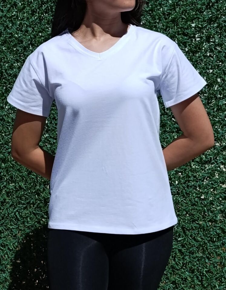 Kadın V Yaka Basic T-shirt-Tişört