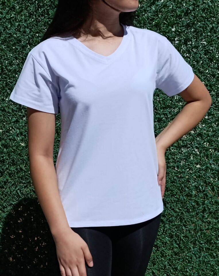 Kadın V Yaka Basic T-shirt-Tişört