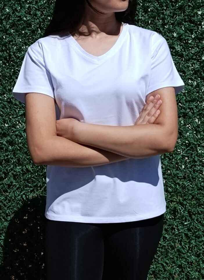 Kadın V Yaka Basic T-shirt-Tişört