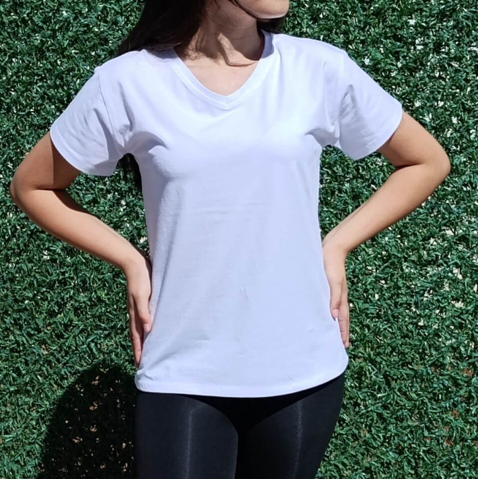 Kadın V Yaka Basic T-shirt-Tişört