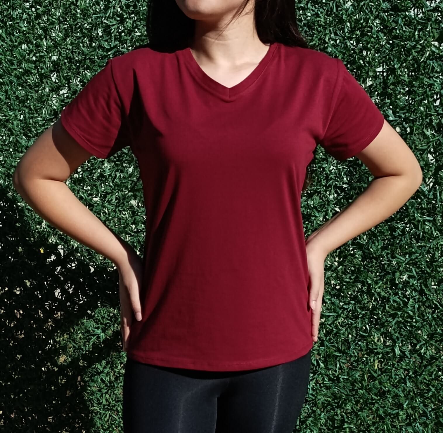 Kadın V Yaka Basic T-shirt-Tişört