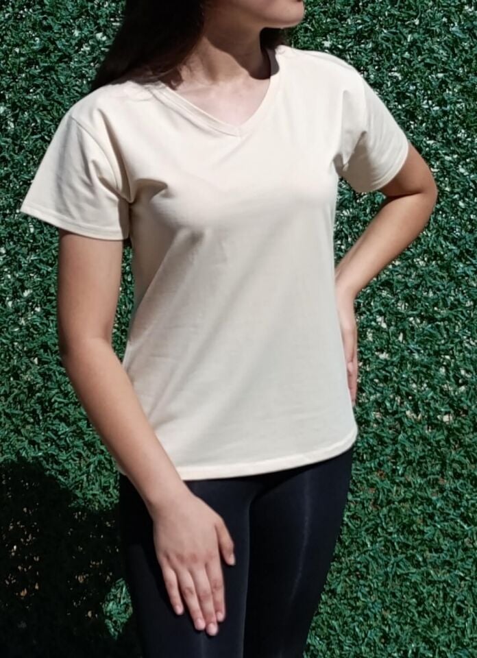 Kadın V Yaka Basic T-shirt-Tişört