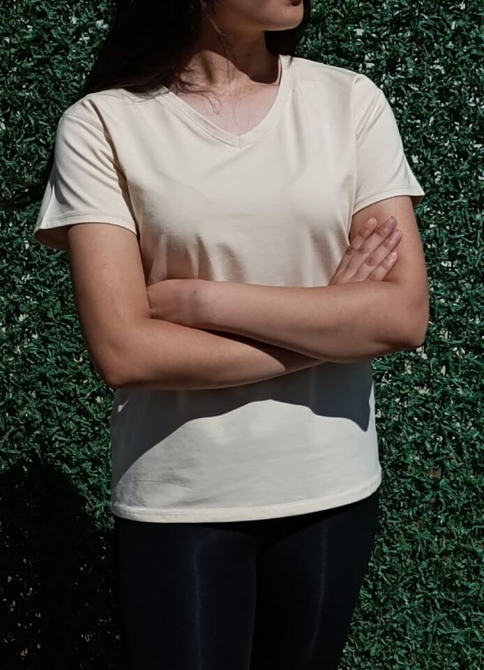 Kadın V Yaka Basic T-shirt-Tişört