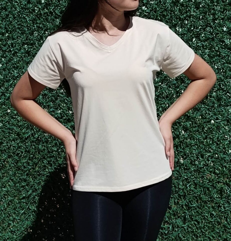 Kadın V Yaka Basic T-shirt-Tişört