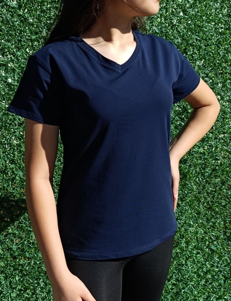 Kadın V Yaka Basic T-shirt-Tişört