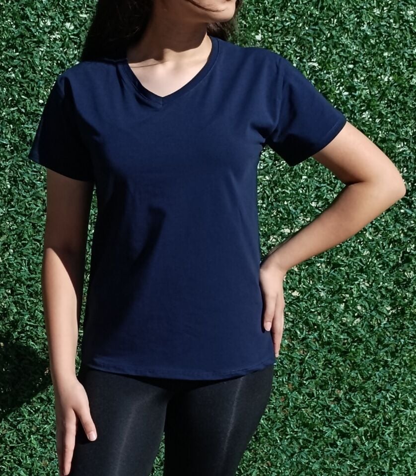Kadın V Yaka Basic T-shirt-Tişört
