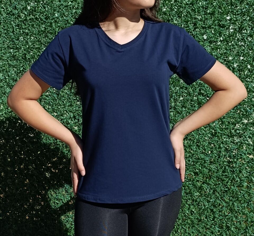 Kadın V Yaka Basic T-shirt-Tişört