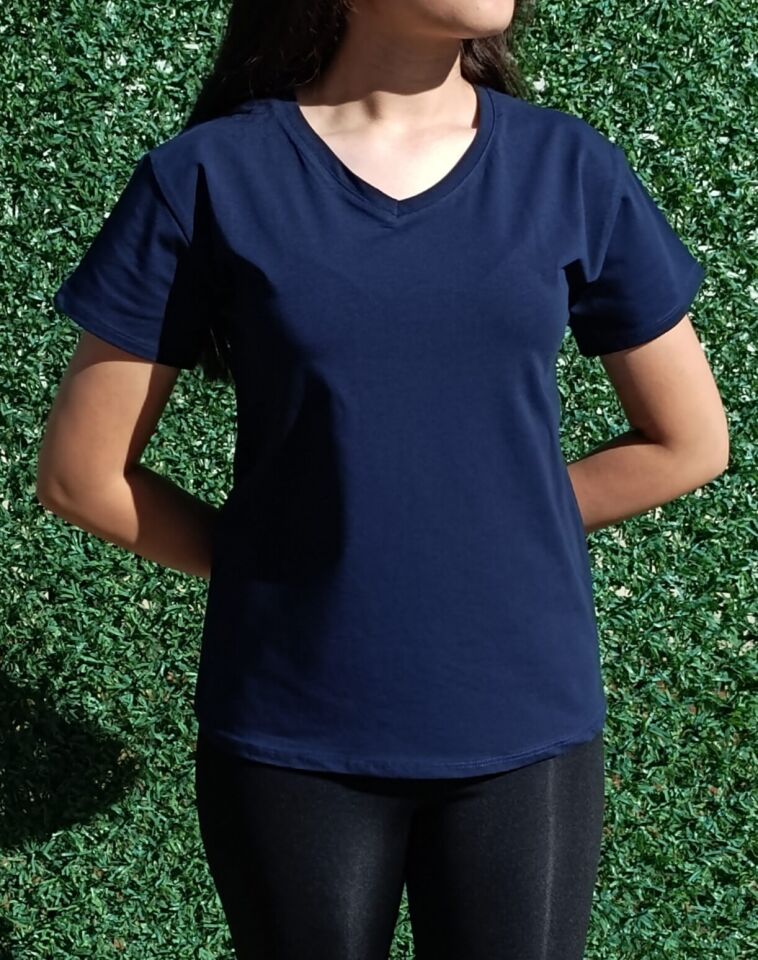 Kadın V Yaka Basic T-shirt-Tişört