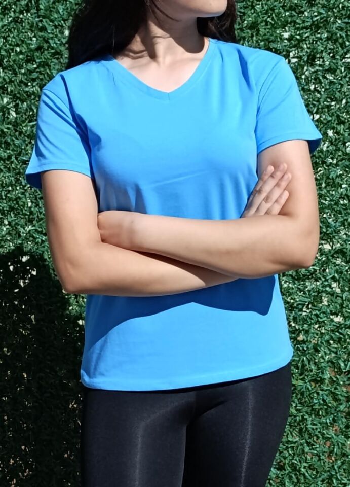 Kadın V Yaka Basic T-shirt-Tişört