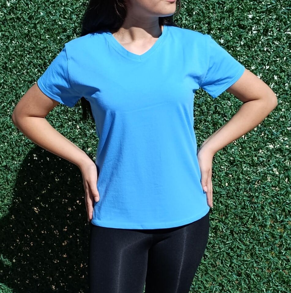 Kadın V Yaka Basic T-shirt-Tişört