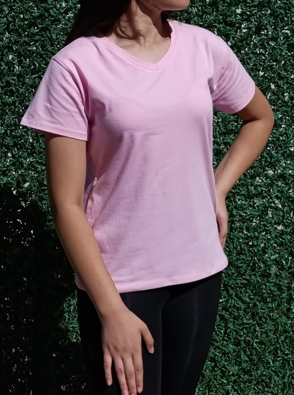 Kadın V Yaka Basic T-shirt-Tişört