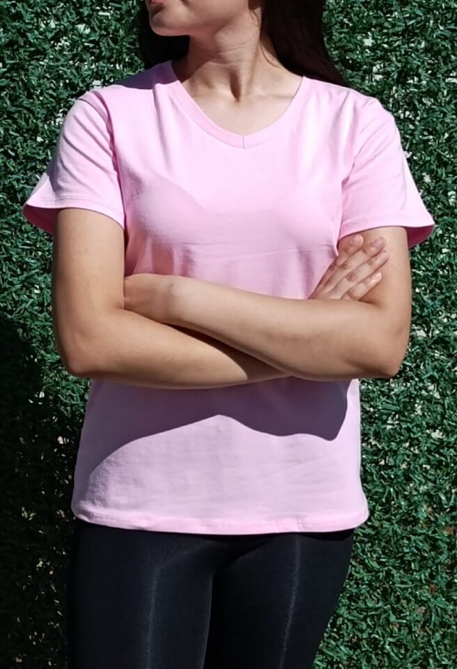 Kadın V Yaka Basic T-shirt-Tişört