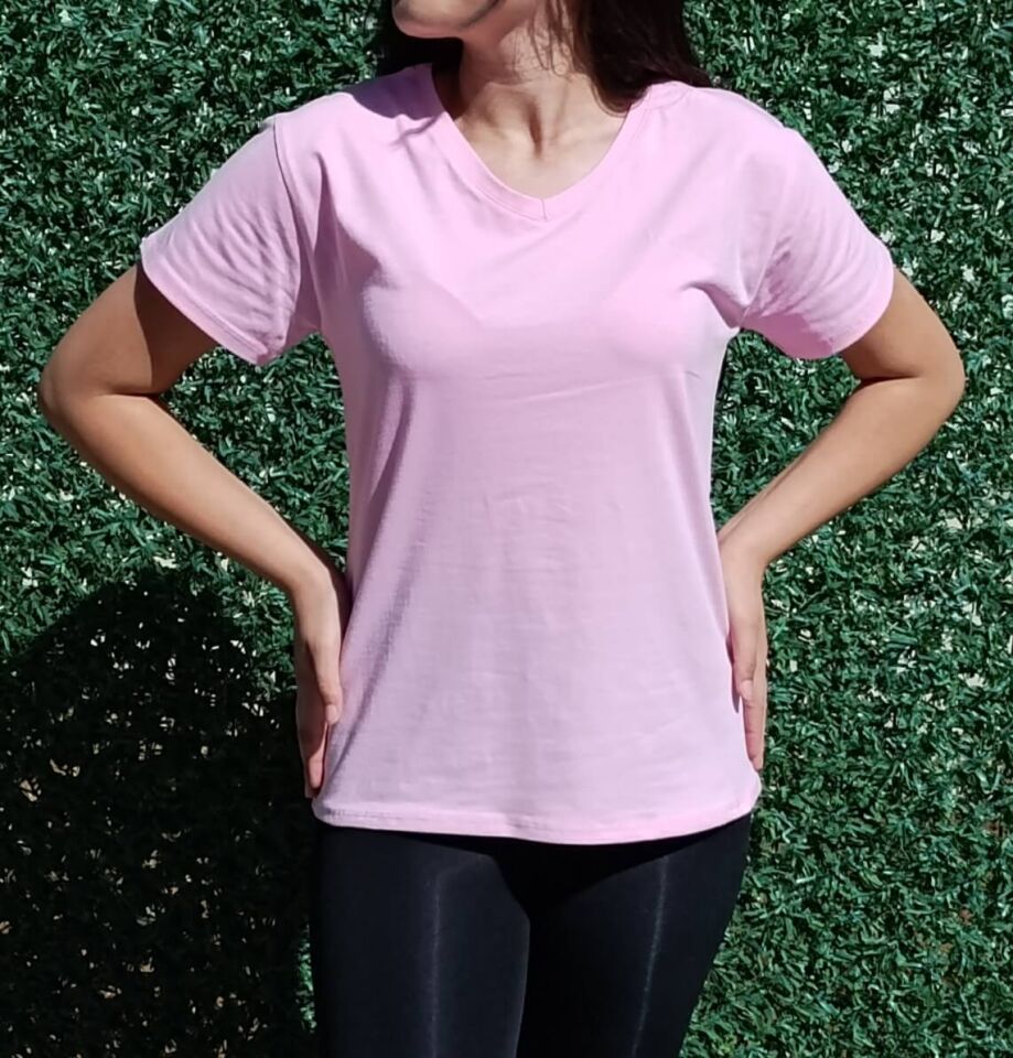 Kadın V Yaka Basic T-shirt-Tişört