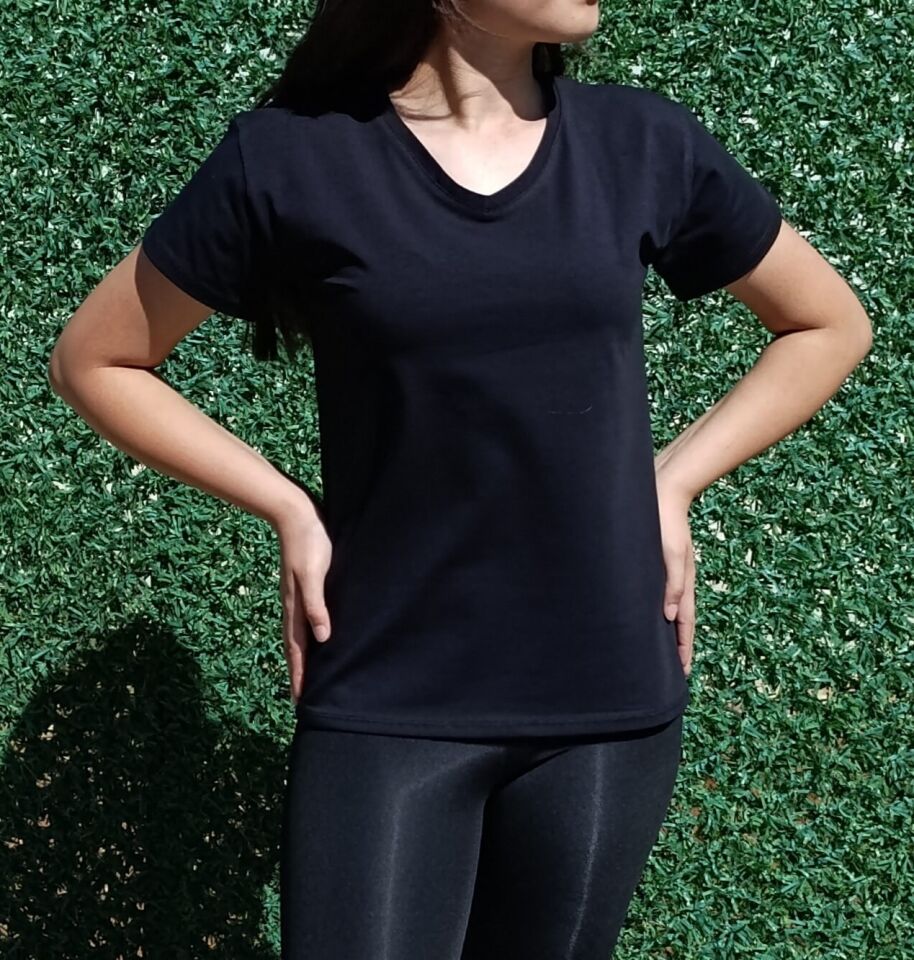 Kadın V Yaka Basic T-shirt-Tişört