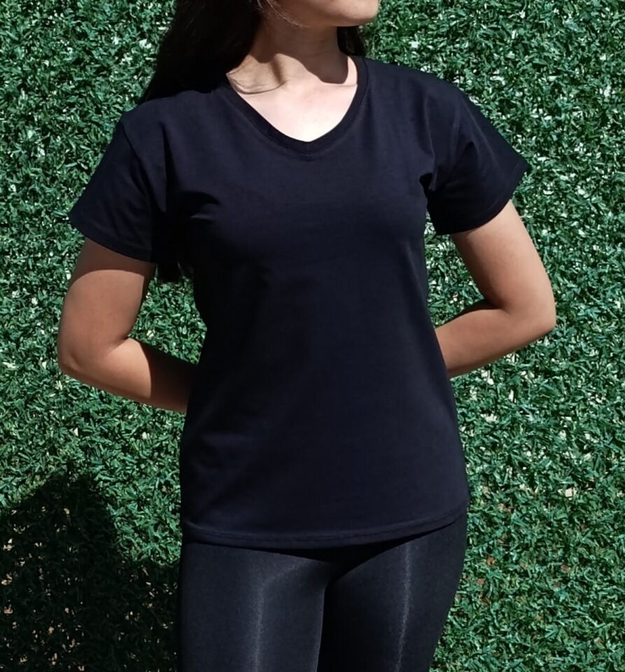 Kadın V Yaka Basic T-shirt-Tişört
