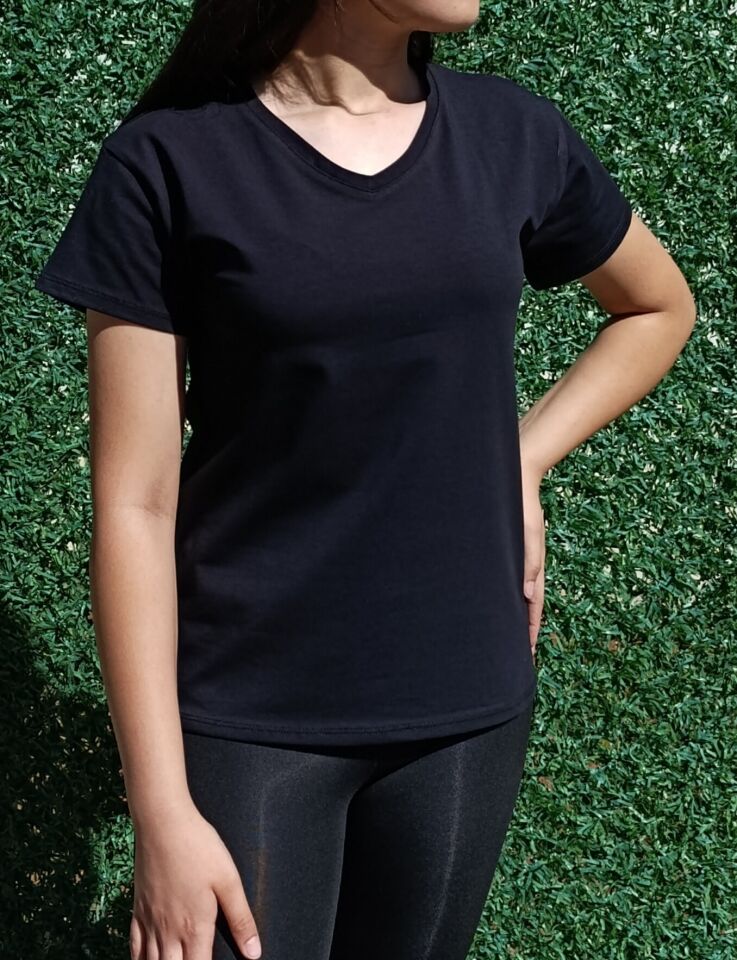 Kadın V Yaka Basic T-shirt-Tişört