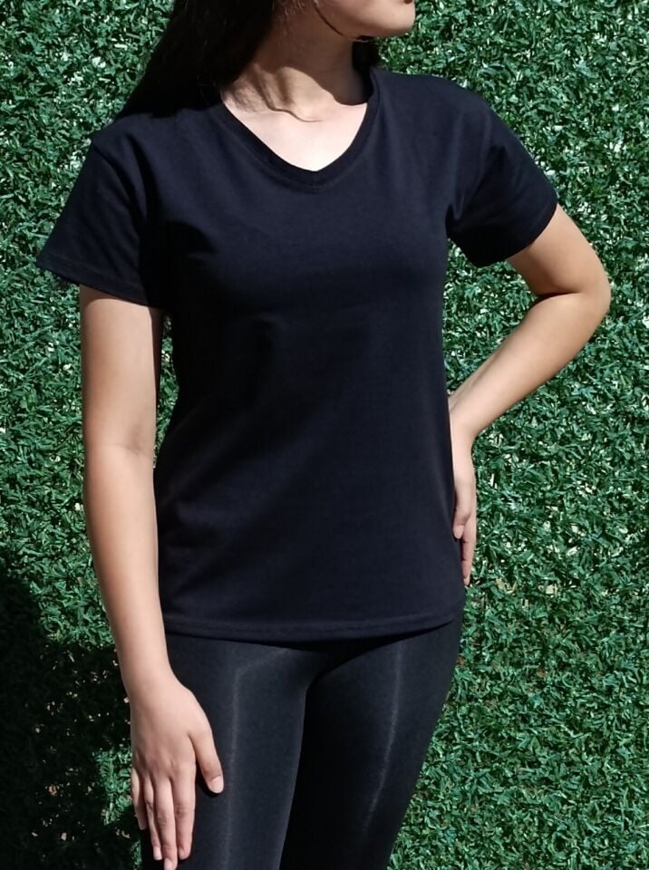 Kadın V Yaka Basic T-shirt-Tişört