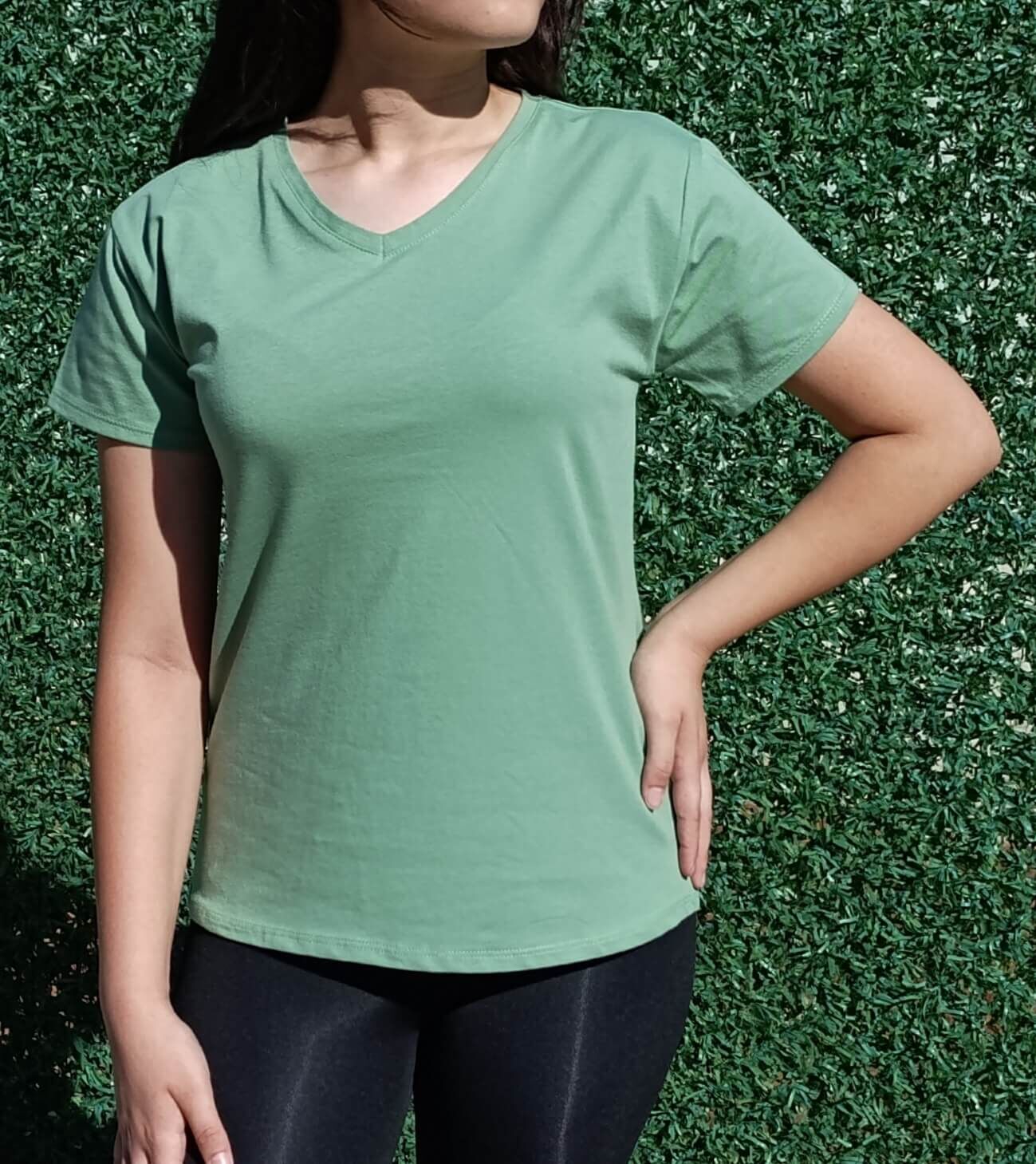 Kadın V Yaka Basic T-shirt-Tişört