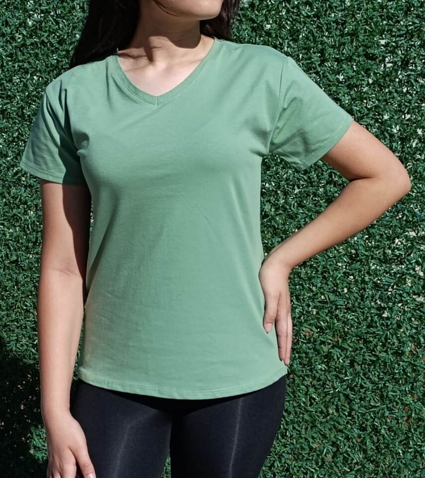 Kadın V Yaka Basic T-shirt-Tişört