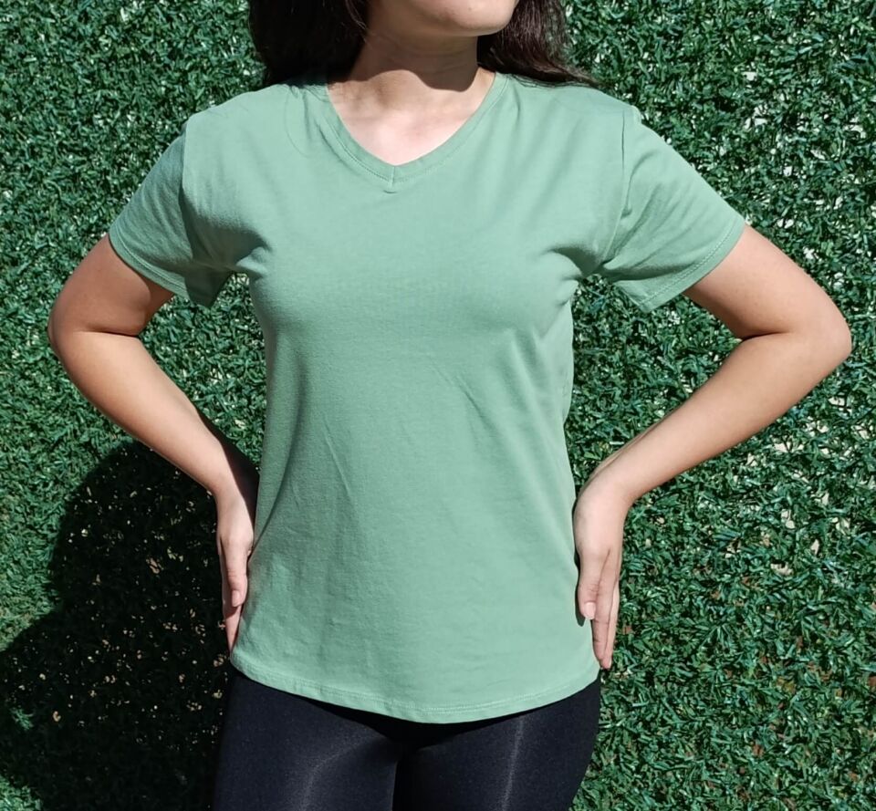 Kadın V Yaka Basic T-shirt-Tişört