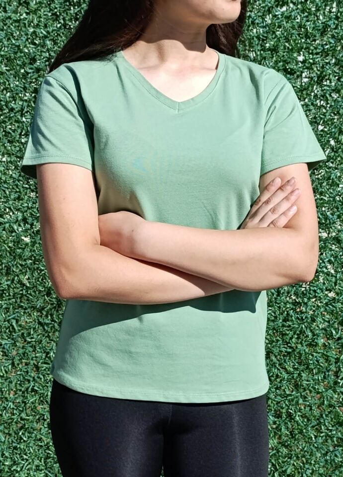 Kadın V Yaka Basic T-shirt-Tişört