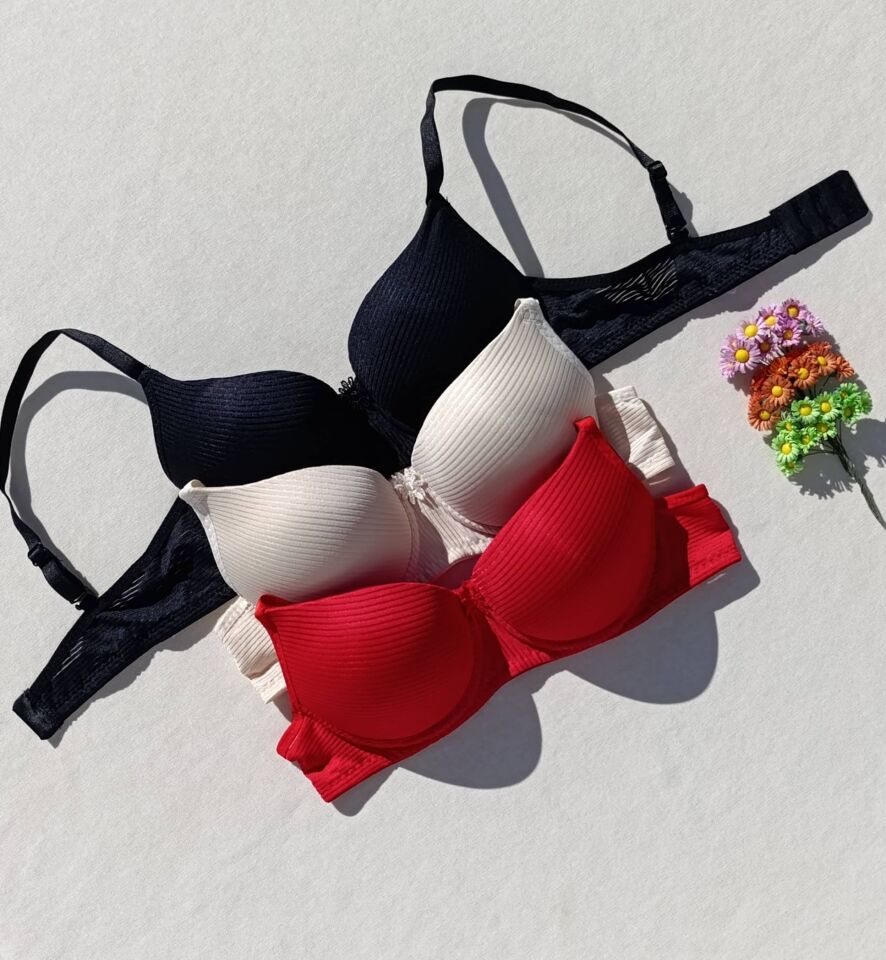 3'lü Ekonomik Paket Fitilli Push Up Dolgulu Destekli Sütyen