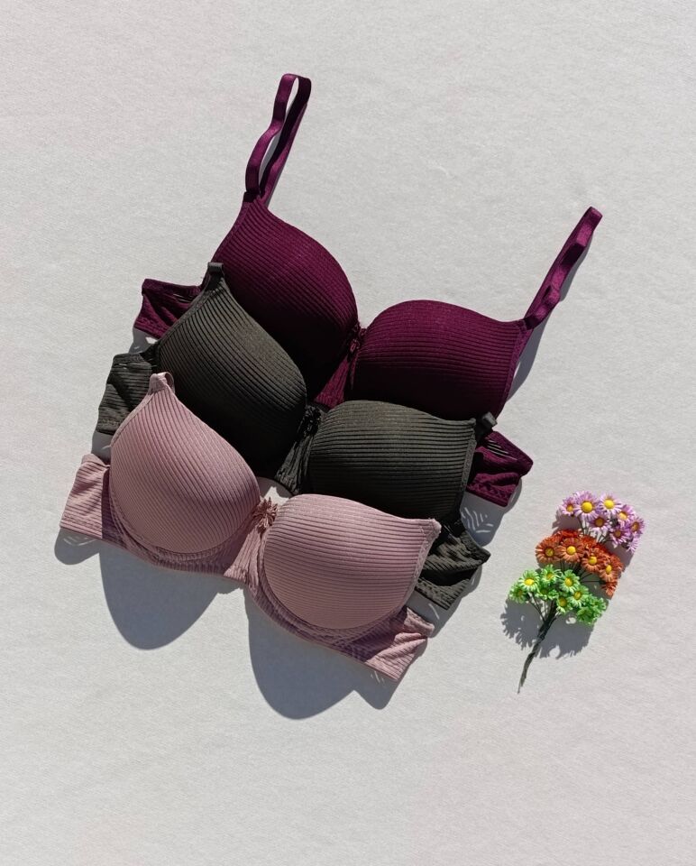 3'lü Ekonomik Paket Fitilli Push Up Dolgulu Destekli Sütyen