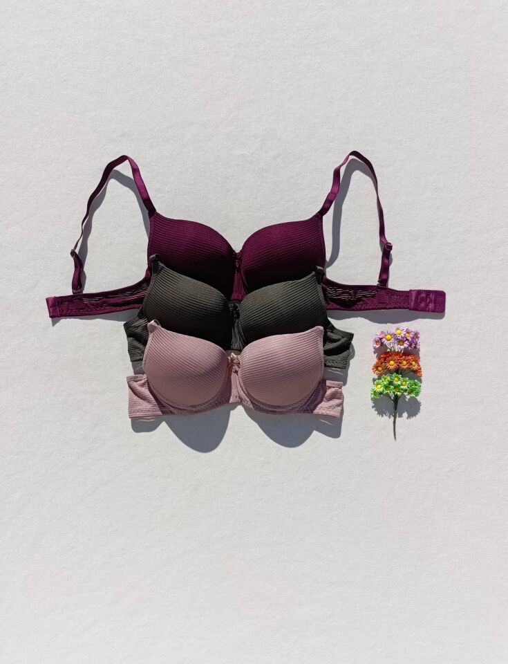 3'lü Ekonomik Paket Fitilli Push Up Dolgulu Destekli Sütyen