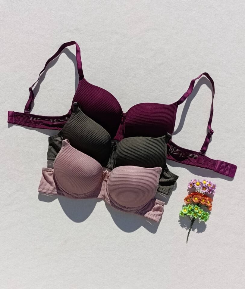 3'lü Ekonomik Paket Fitilli Push Up Dolgulu Destekli Sütyen