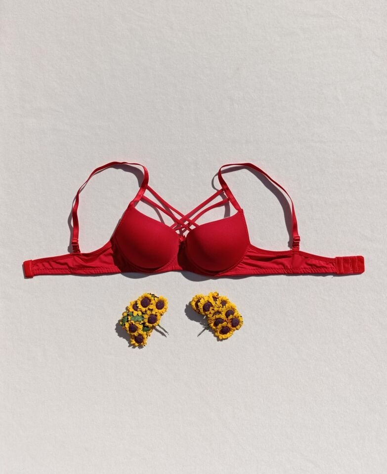 Push Up Destekli Dolgulu Çapraz İpli Micro Sütyen