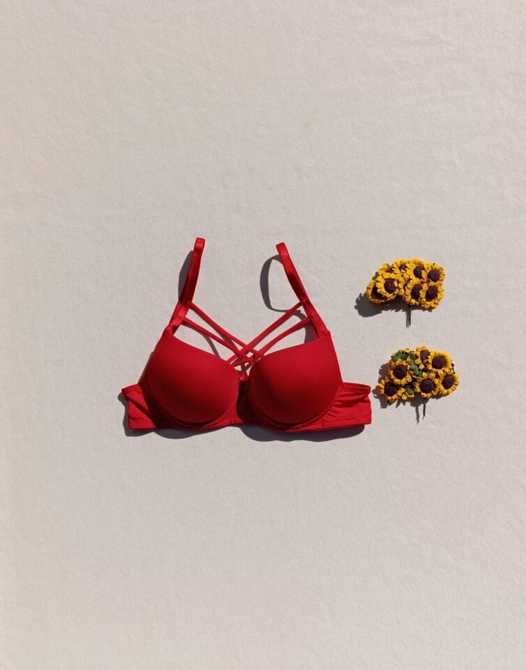 Push Up Destekli Dolgulu Çapraz İpli Micro Sütyen