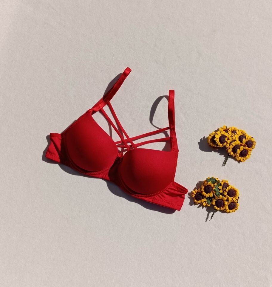 Push Up Destekli Dolgulu Çapraz İpli Micro Sütyen