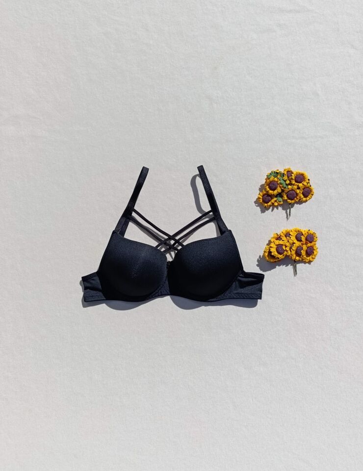 Push Up Destekli Dolgulu Çapraz İpli Micro Sütyen