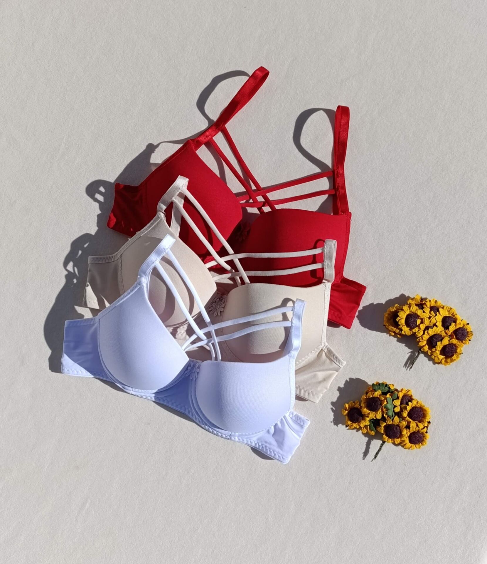 3'lü Push Up Destekli Dolgulu Çapraz İpli Micro Sütyen