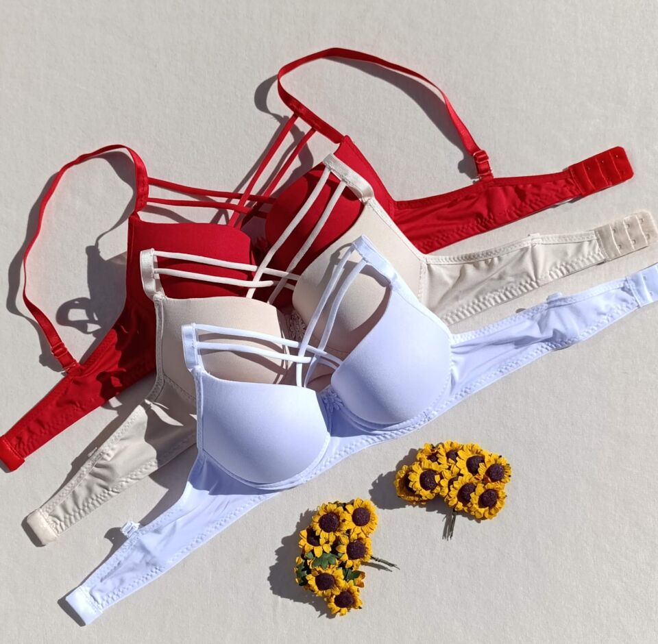 3'lü Push Up Destekli Dolgulu Çapraz İpli Micro Sütyen