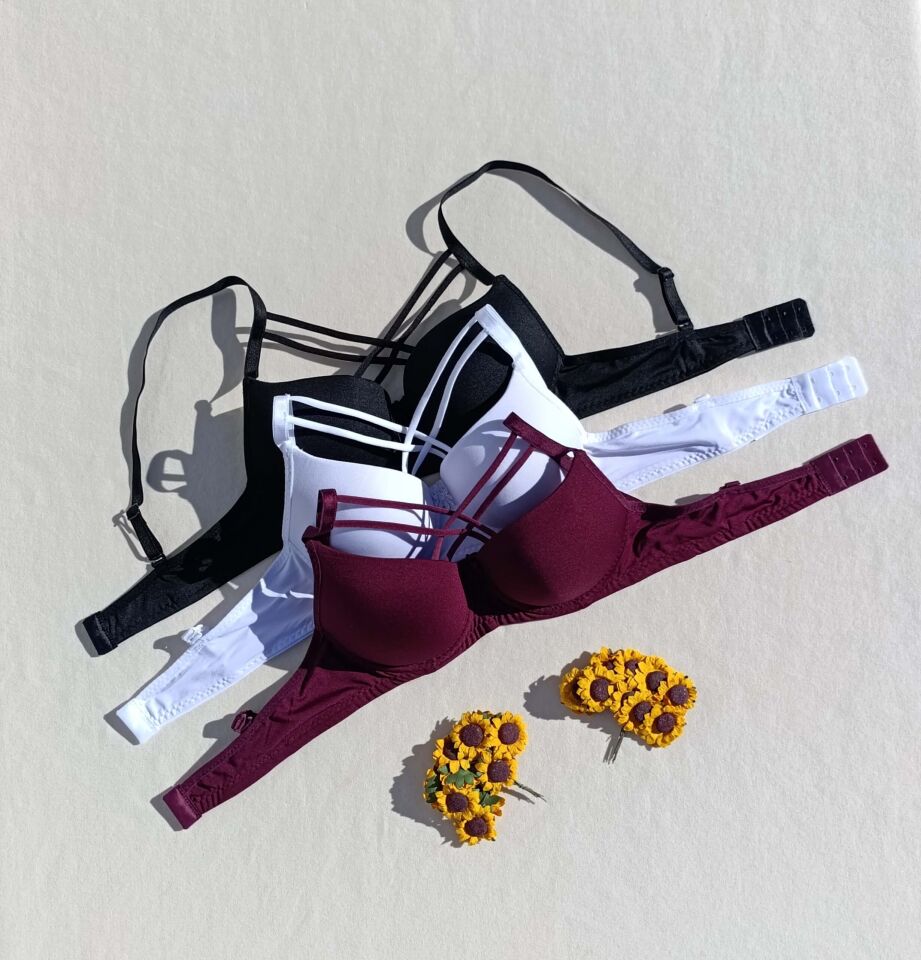 3'lü Push Up Destekli Dolgulu Çapraz İpli Micro Sütyen