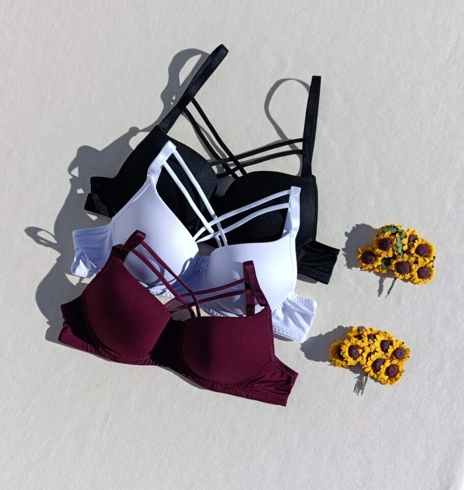 3'lü Push Up Destekli Dolgulu Çapraz İpli Micro Sütyen