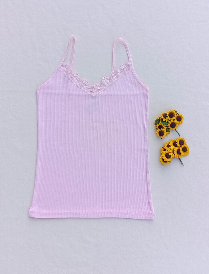 Dantel Detaylı Fitilli Esnek  Kadın Atlet