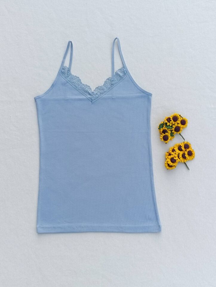 Dantel Detaylı Fitilli Esnek  Kadın Atlet