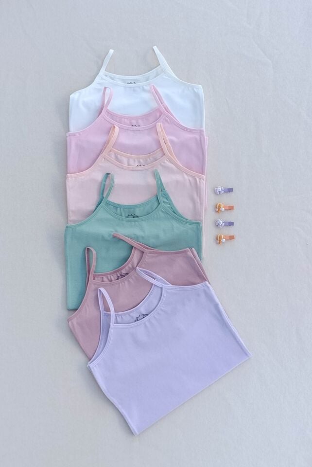 Basic Yumuşak Dokulu Likralı Penye Esnek Kumaş 6'lı Renkli Çocuk Atlet