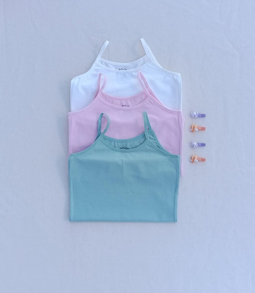 Basic Yumuşak Dokulu Likralı Penye Esnek Kumaş 3'lü Renkli Çocuk Atlet