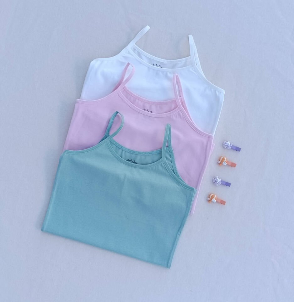 Basic Yumuşak Dokulu Likralı Penye Esnek Kumaş 3'lü Renkli Çocuk Atlet