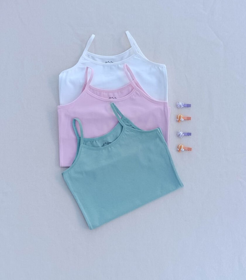 Basic Yumuşak Dokulu Likralı Penye Esnek Kumaş 3'lü Renkli Çocuk Atlet