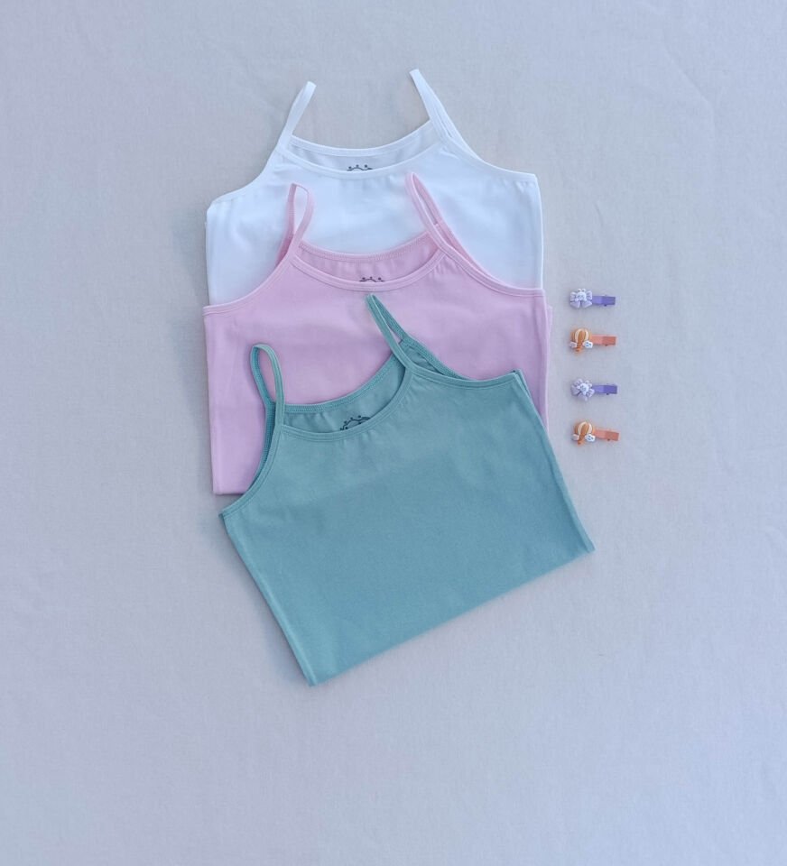 Basic Yumuşak Dokulu Likralı Penye Esnek Kumaş 3'lü Renkli Çocuk Atlet