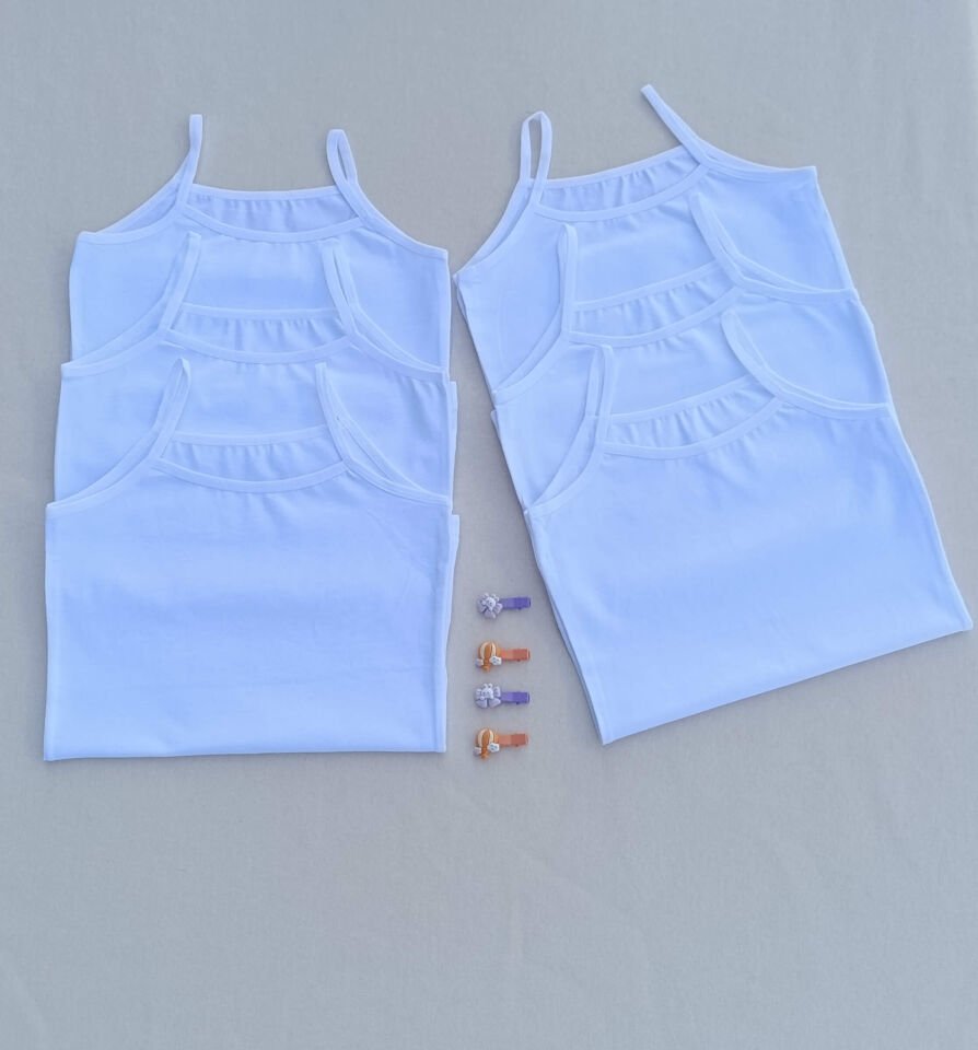 Basic Likralı Penye Esnek Kumaş Beyaz 6'lı Çocuk Atlet