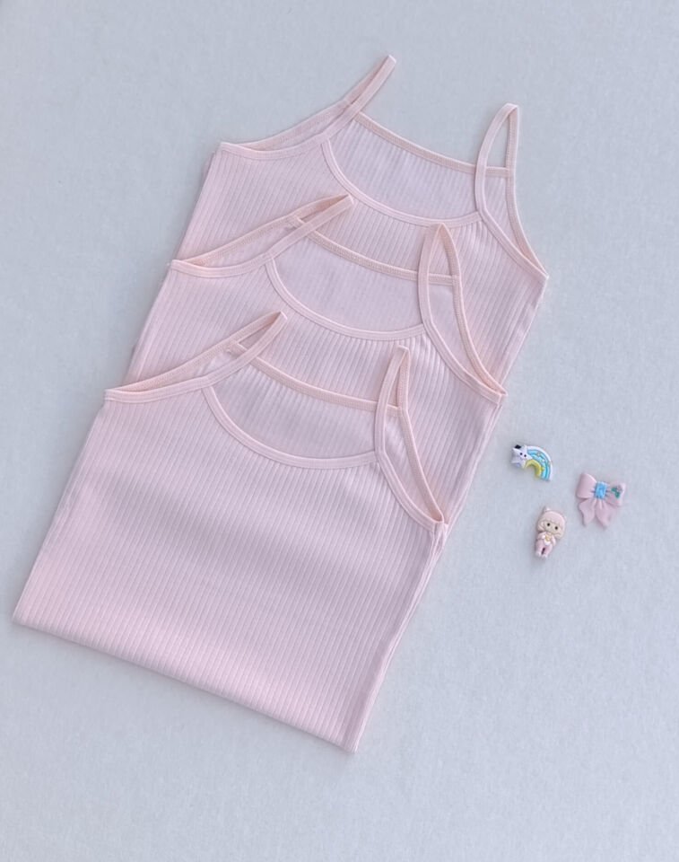 Fitilli Yumuşak Esnek Kumaş 3'lü Çocuk Atlet