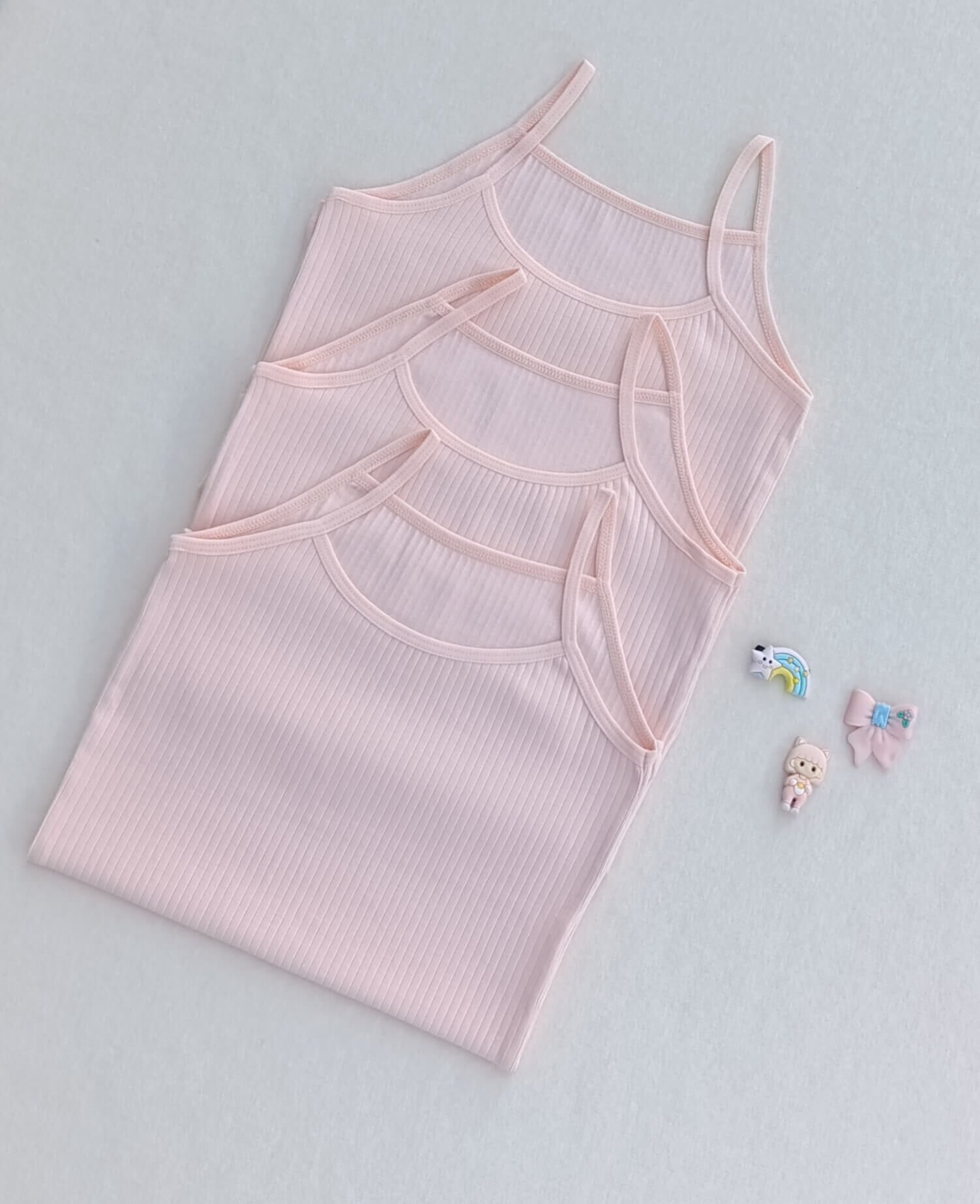 Fitilli Yumuşak Esnek Kumaş 3'lü Çocuk Atlet