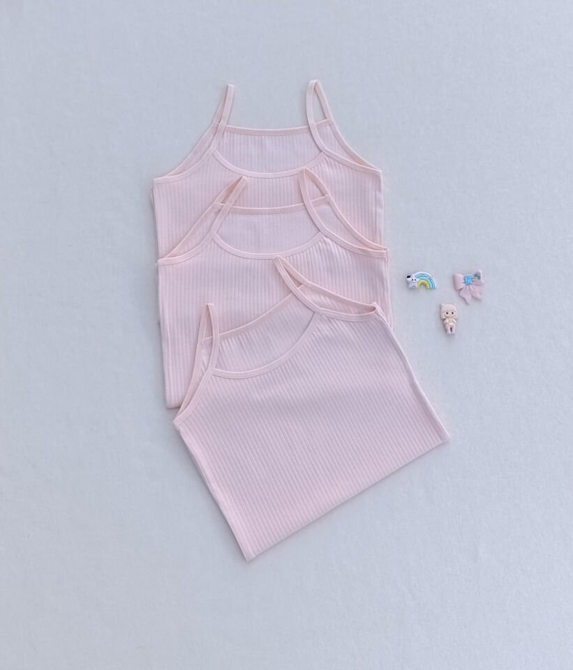 Fitilli Yumuşak Esnek Kumaş 3'lü Çocuk Atlet