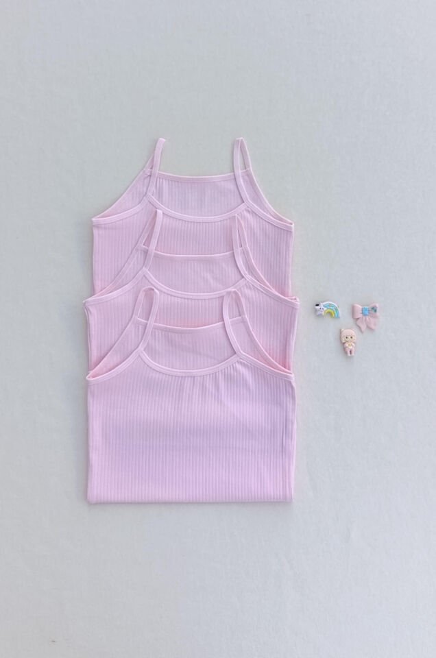 Fitilli Yumuşak Esnek Kumaş 3'lü Çocuk Atlet